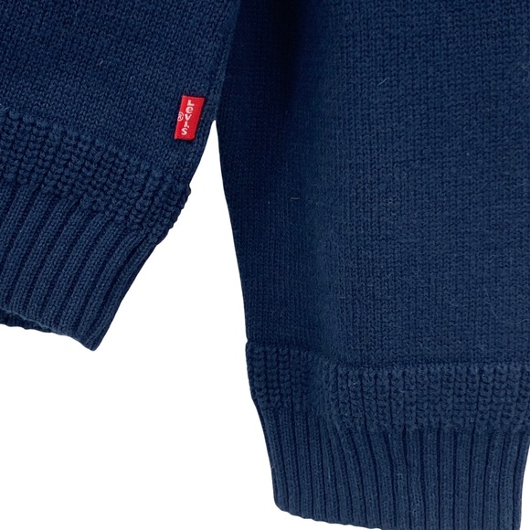 NWT Levi's 100% Cotton Blue White Striped Crew-Neck Long Sleeve Men's Sweater XL - Picture 3 of 11